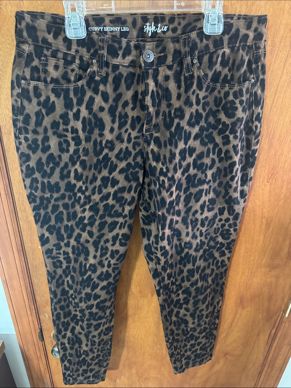 Style & Co. Leopard Print Skinny Leg Pants in Brown & Black